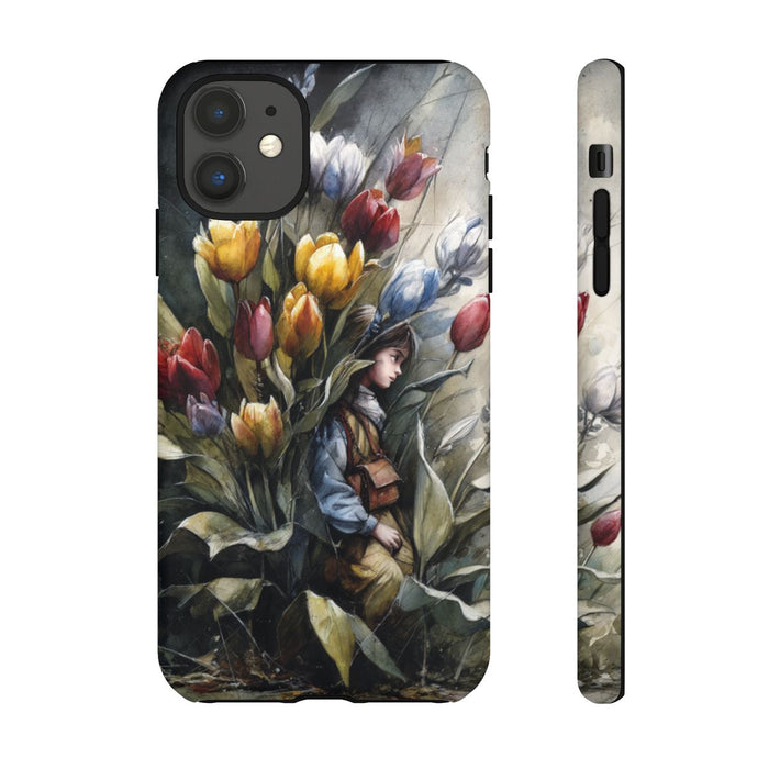 Meisje Tussen Kleurrijke Tulpen