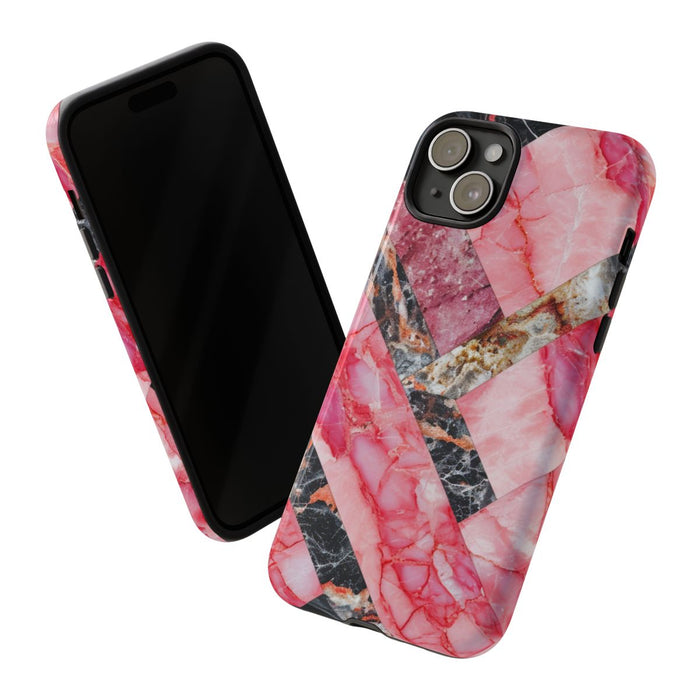 Roze en Zwart Geometrisch Marmerpatroon