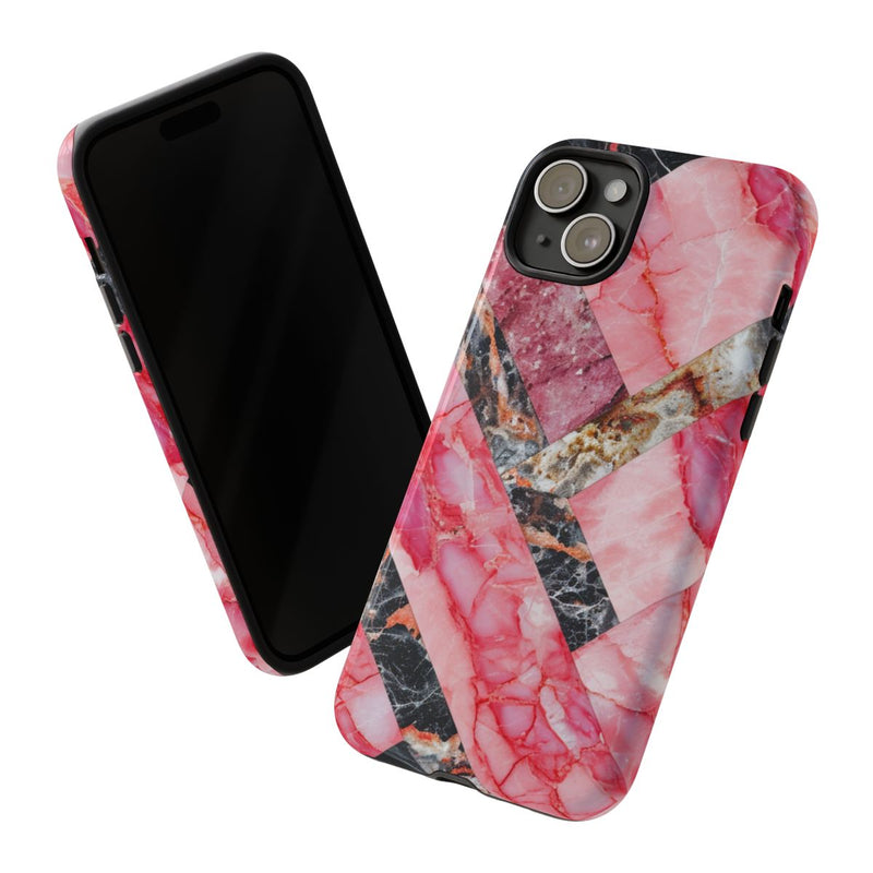 Roze en Zwart Geometrisch Marmerpatroon