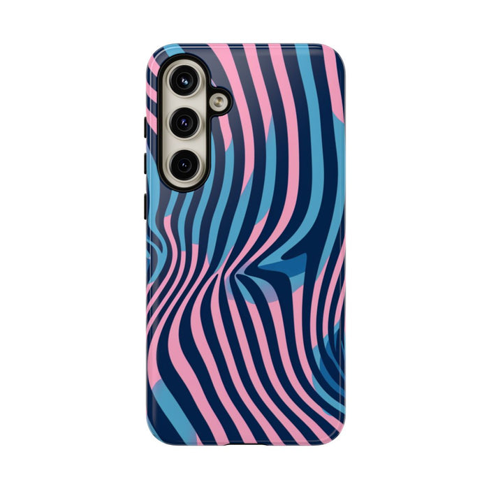 Golvend Blauw-Roze Optische Illusiepatroon