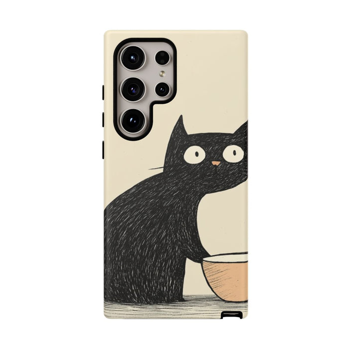Zwarte Kat met Kom Illustratie