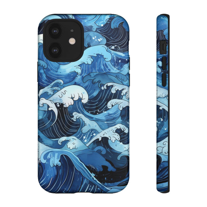 Handgetekende Japanse Stijl Oceaangolven