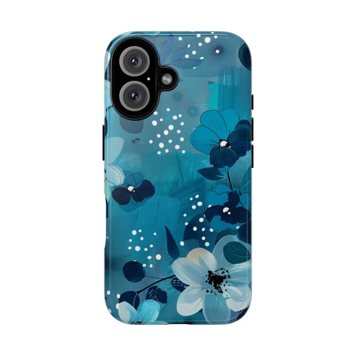 Turquoise Bloemenpatroon met Stippen