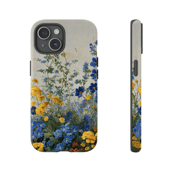 Blauwe en Gele Wilde Bloemen