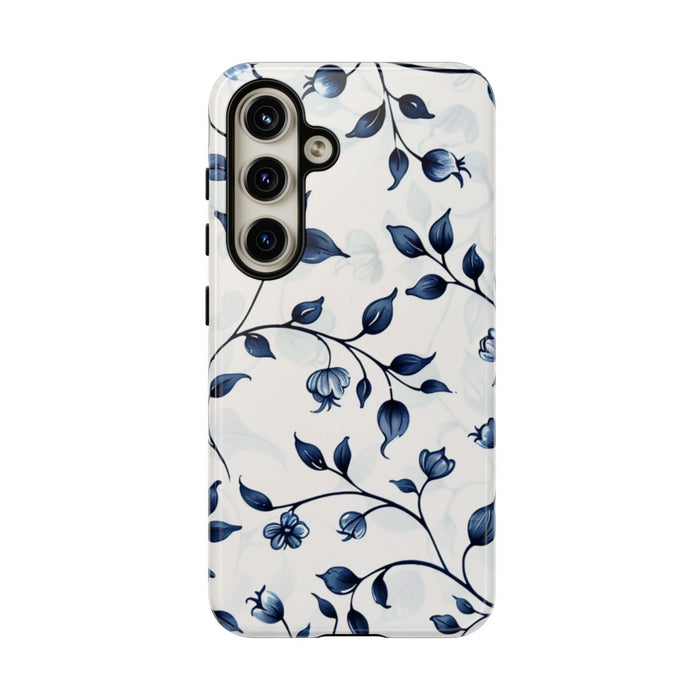 Blauw Bloemenrankenpatroon