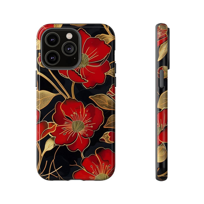 Rood-Gouden Bloemenpatroon