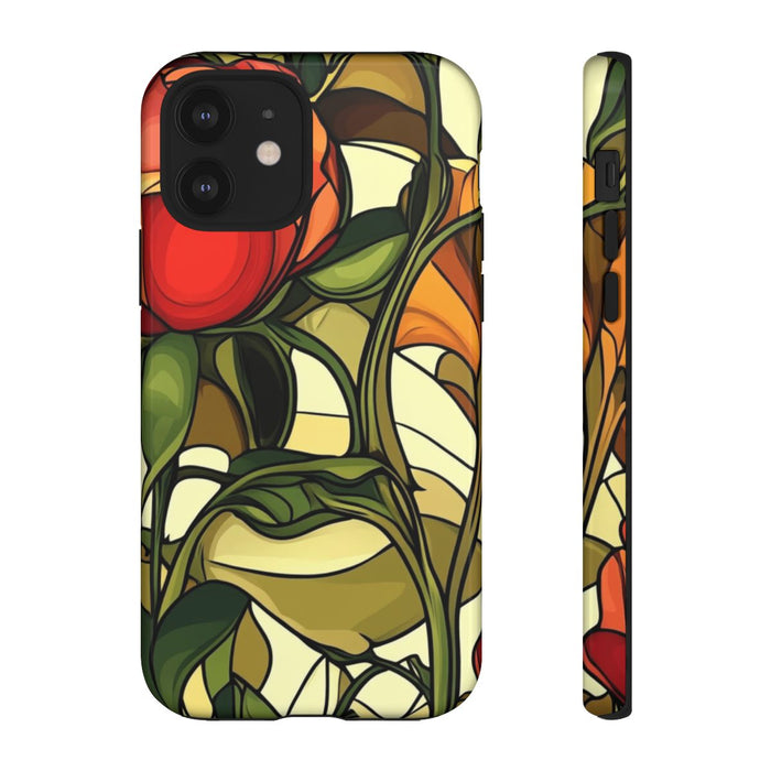 Rood-Oranje Art Nouveau Bloemmotief