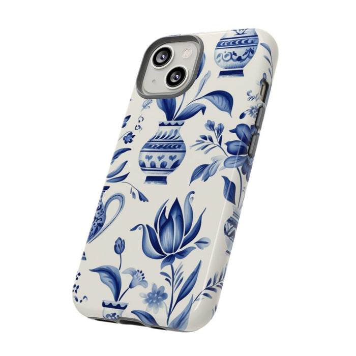 Blauw Bloemmotief met Delfts Vaaspatroon