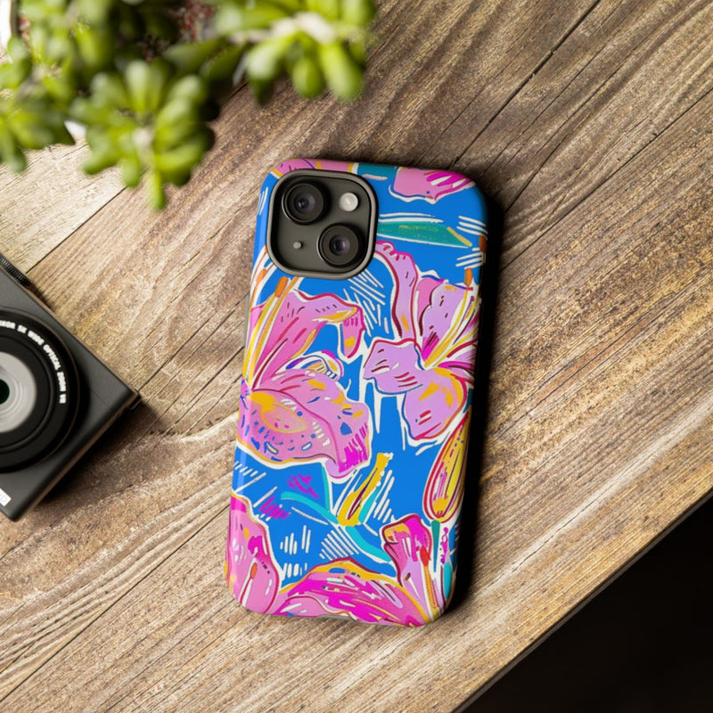 Felroze en Gele Bloemenprint