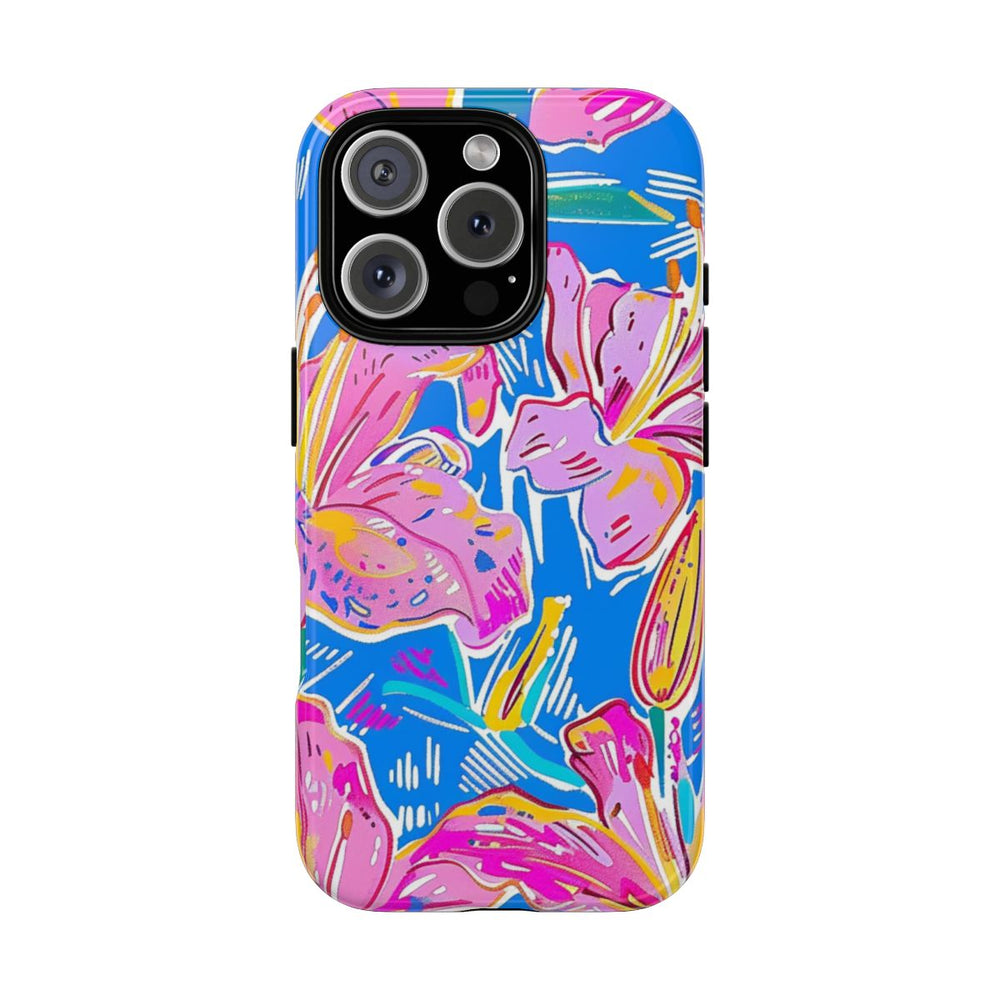 Felroze en Gele Bloemenprint
