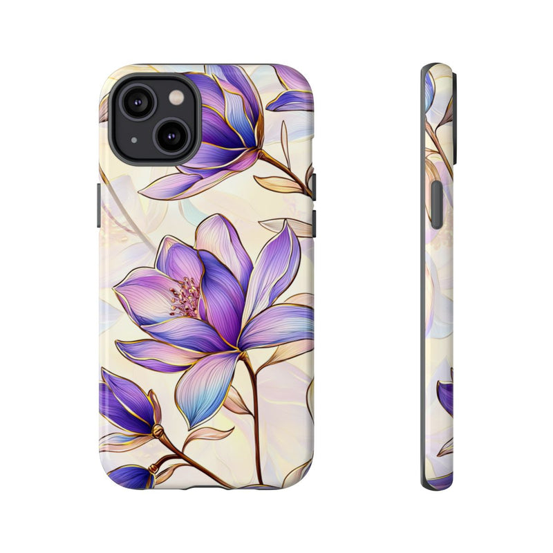 Paarse Magnolia's met Bloemenpatroon