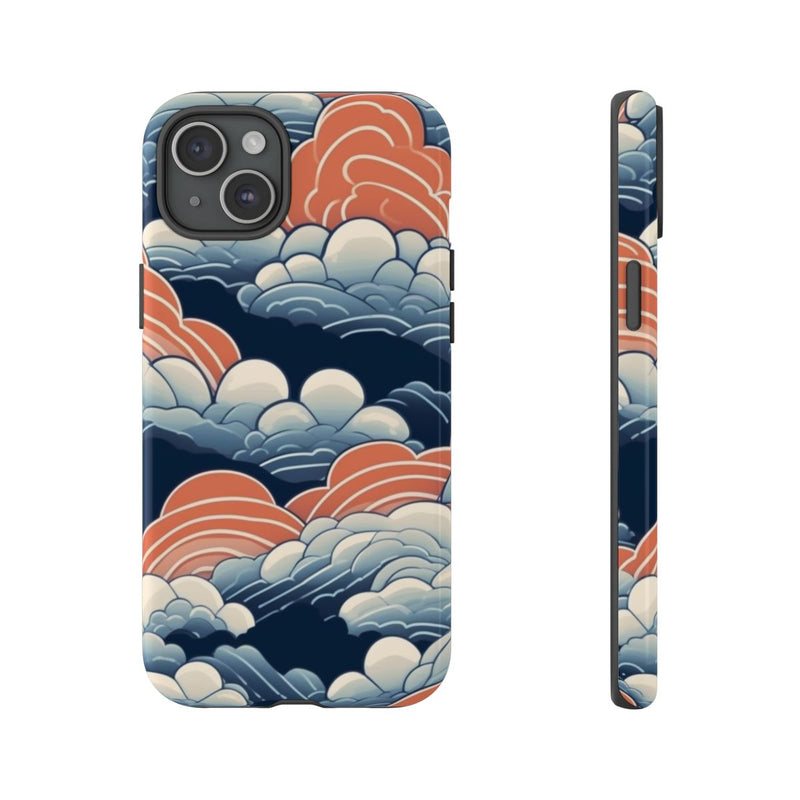 Gestileerd Wolkenpatroon in Blauw en Oranje