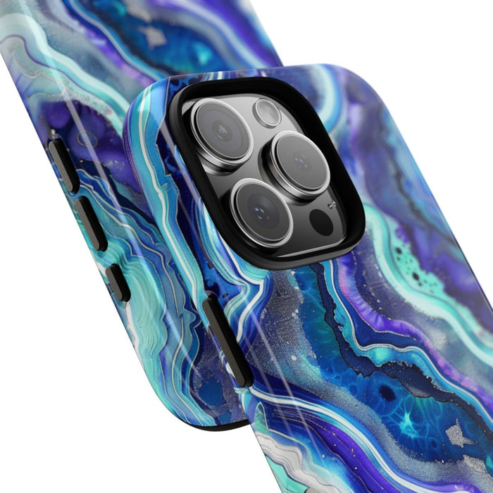 Blauw en Turquoise Geode Wervelpatroon