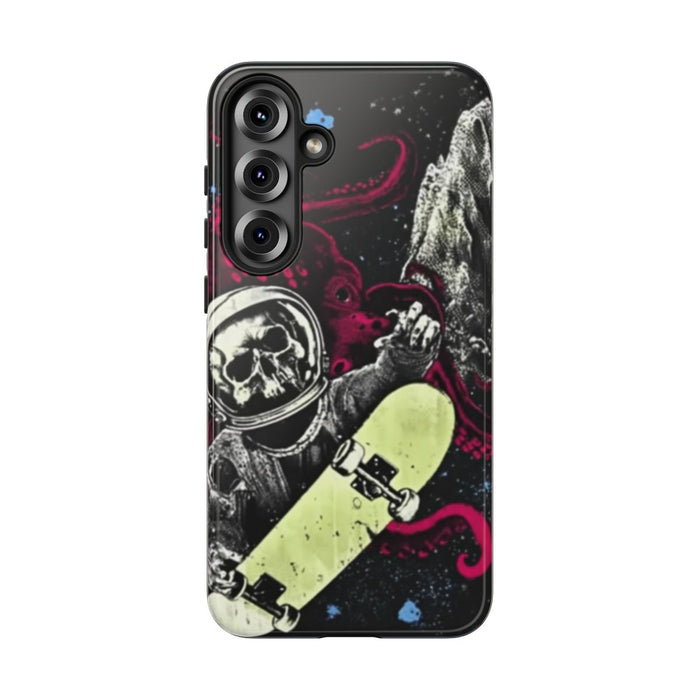 Schedel-Astronaut met Skateboard en Octopus