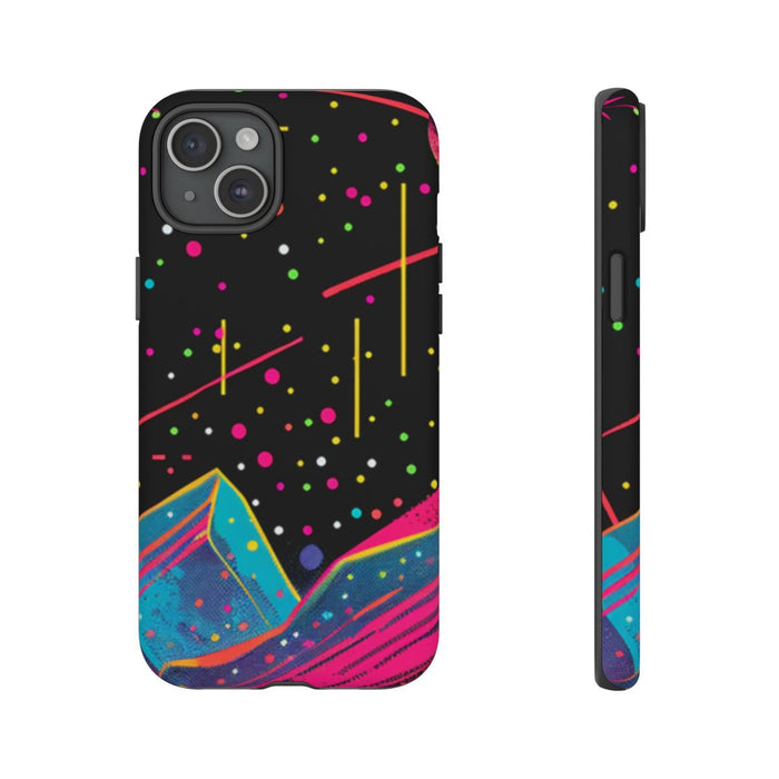 Neon Kosmisch Landschap met Planeten en Zon