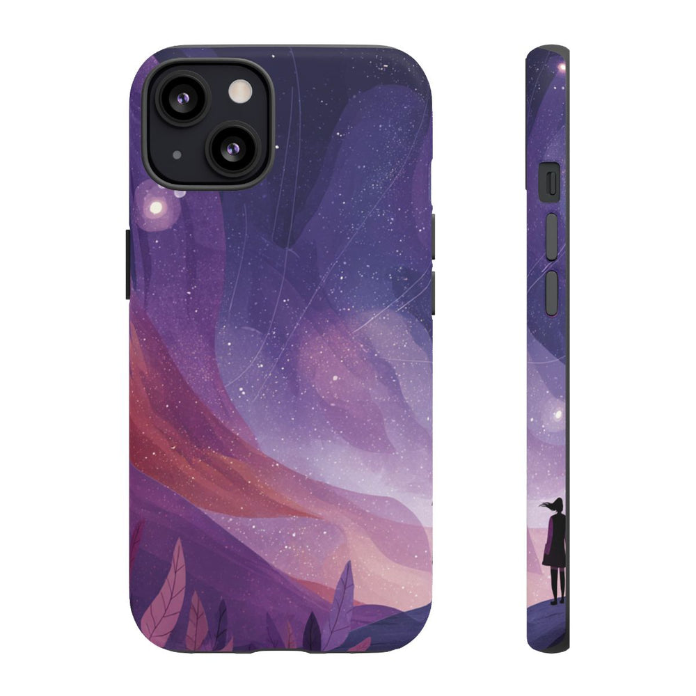 Silhouet van Sterrenkijker op Buitenaards Landschap