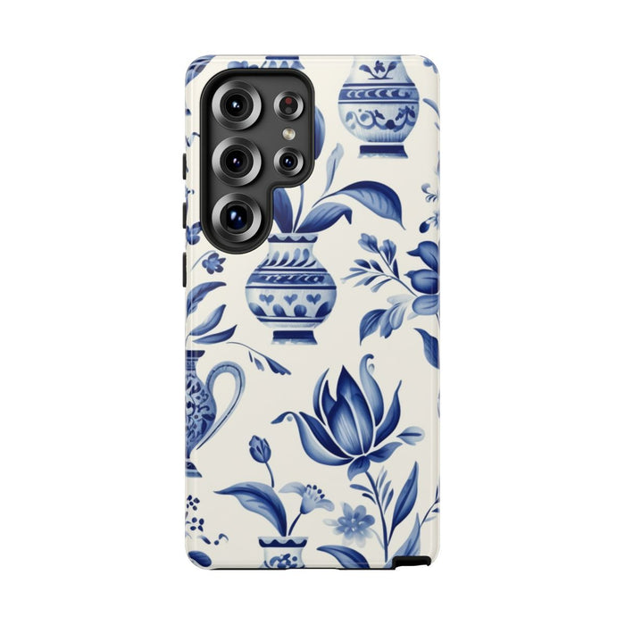 Blauw Bloemmotief met Delfts Vaaspatroon