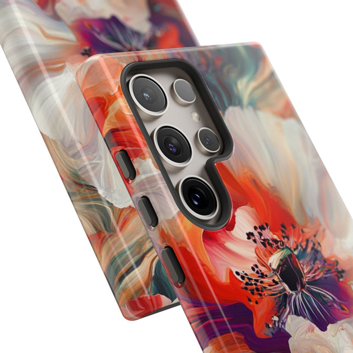 Abstracte Bloemmotieven in Rood en Wit