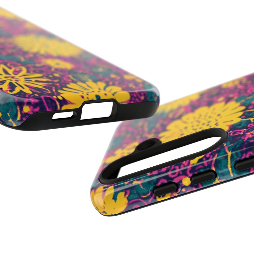 Gele en Paarse Bloemenprint