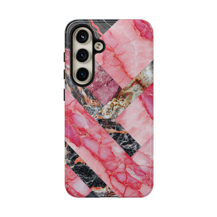 Roze en Zwart Geometrisch Marmerpatroon