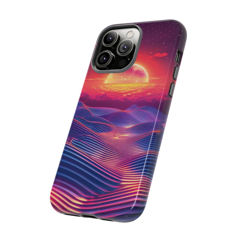 Levendige Zonsondergang met Abstracte Golven