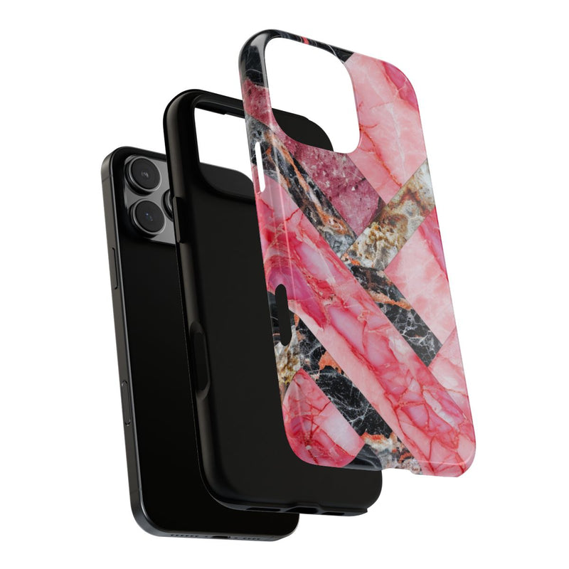 Roze en Zwart Geometrisch Marmerpatroon