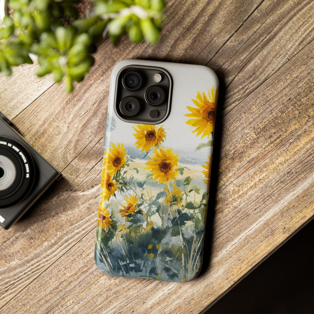 Gele Zonnebloemen in Pastelkleurig Landschap