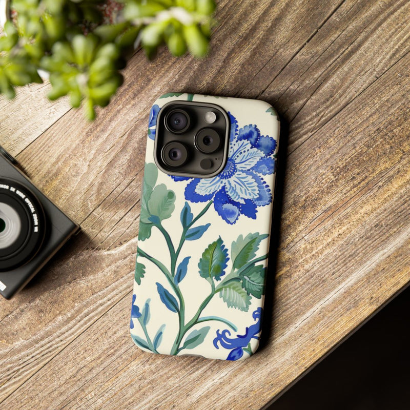 Blauw Waterverf Bloemenpatroon