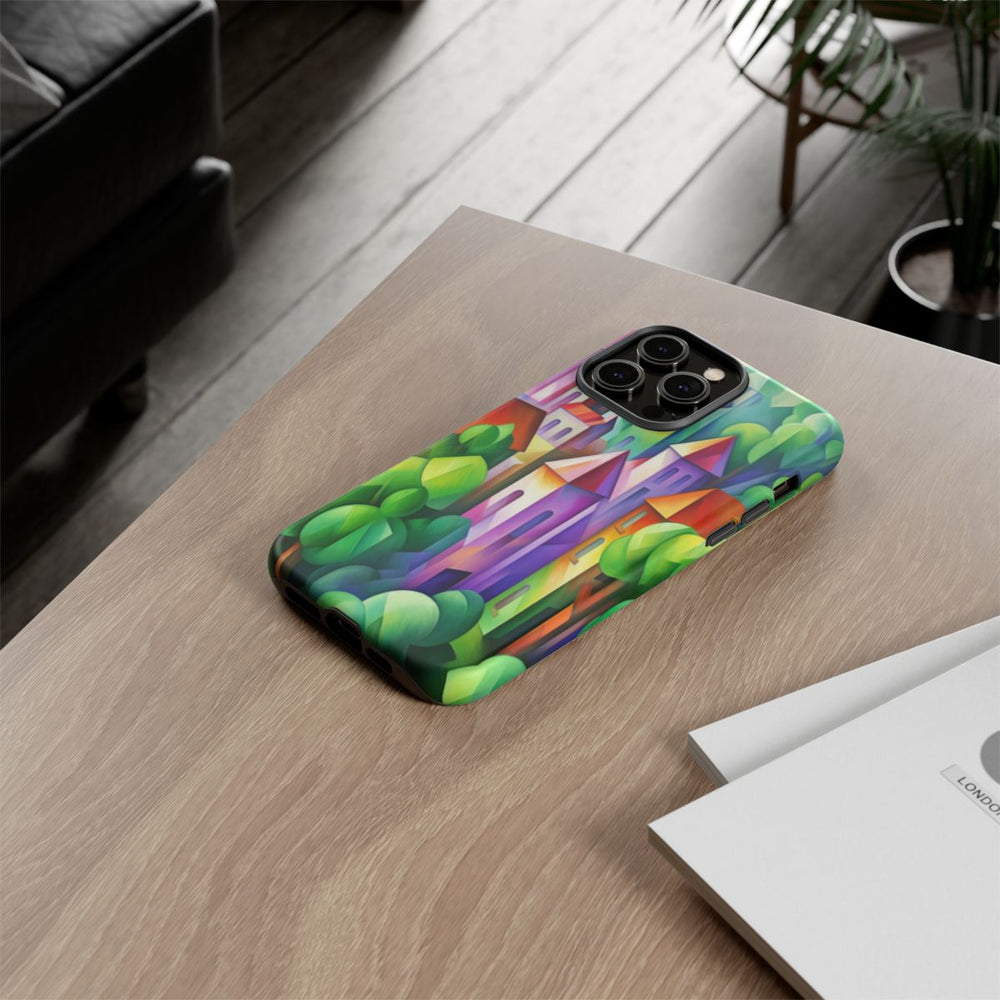 Kleurrijk Abstract Dorp met Landschap