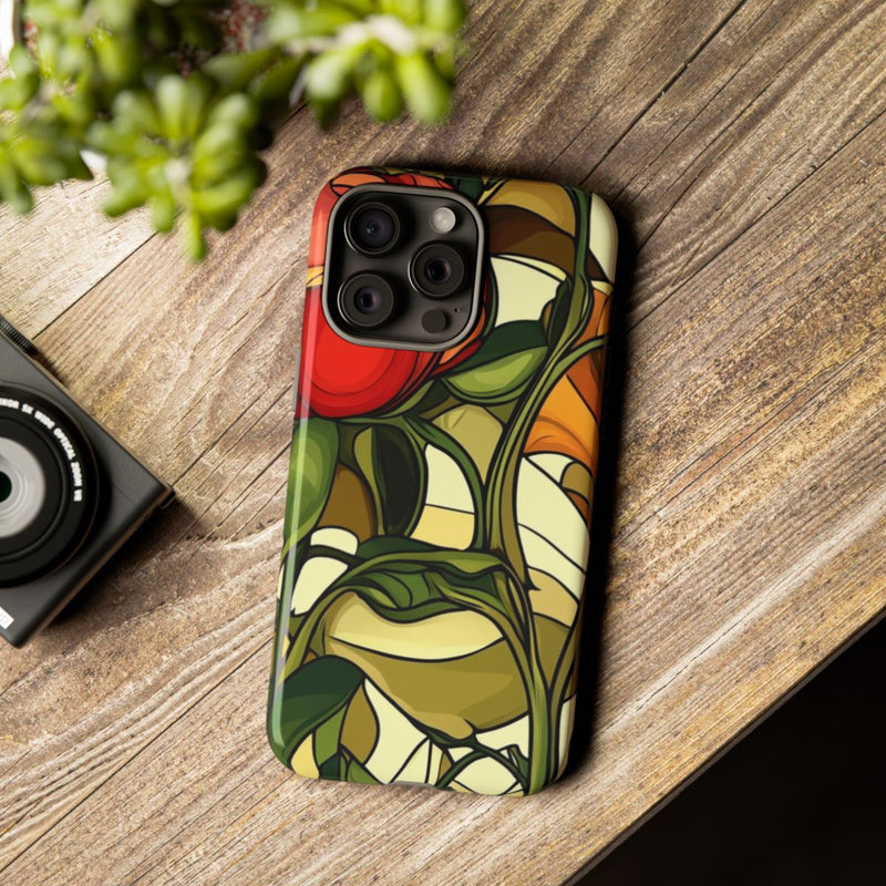 Rood-Oranje Art Nouveau Bloemmotief