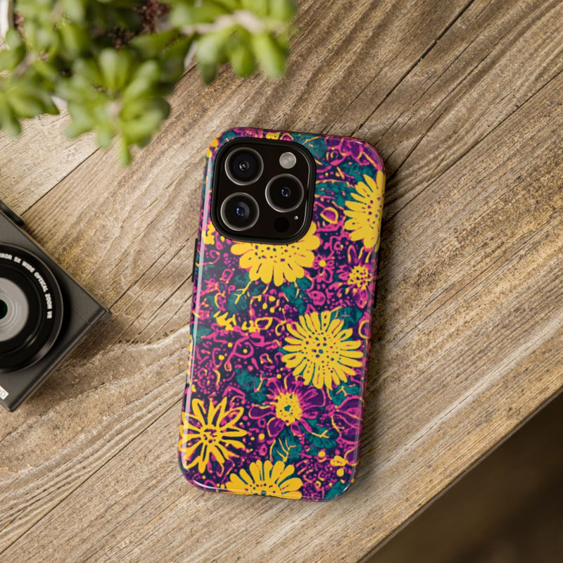 Gele en Paarse Bloemenprint