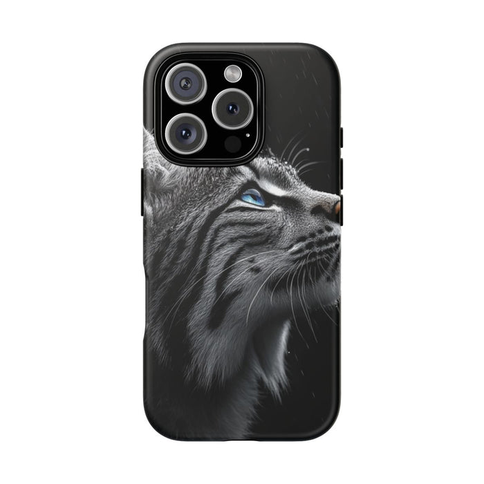 Zwart-Witte Lynx met Blauwe Ogen