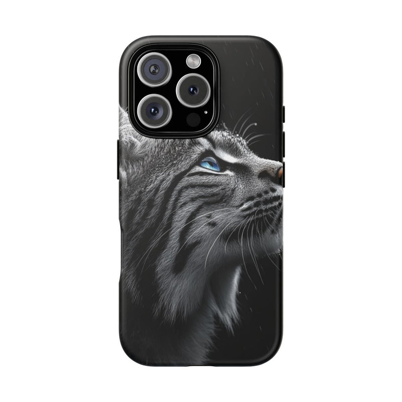 Zwart-Witte Lynx met Blauwe Ogen