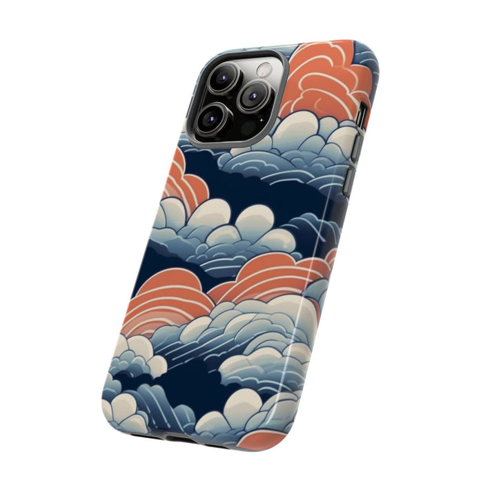 Gestileerd Wolkenpatroon in Blauw en Oranje