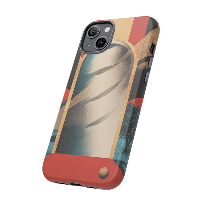 Surrealistische Spiraalpoort met Bomen en Sferen