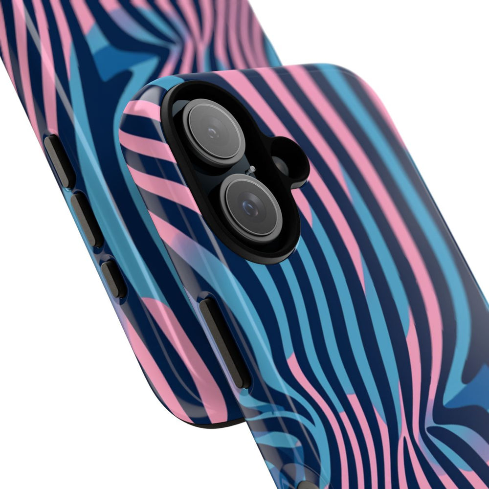 Golvend Blauw-Roze Optische Illusiepatroon