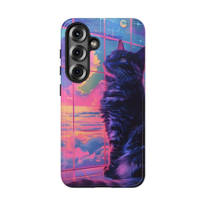 Lofi Vaporwave Kat met Neonlucht