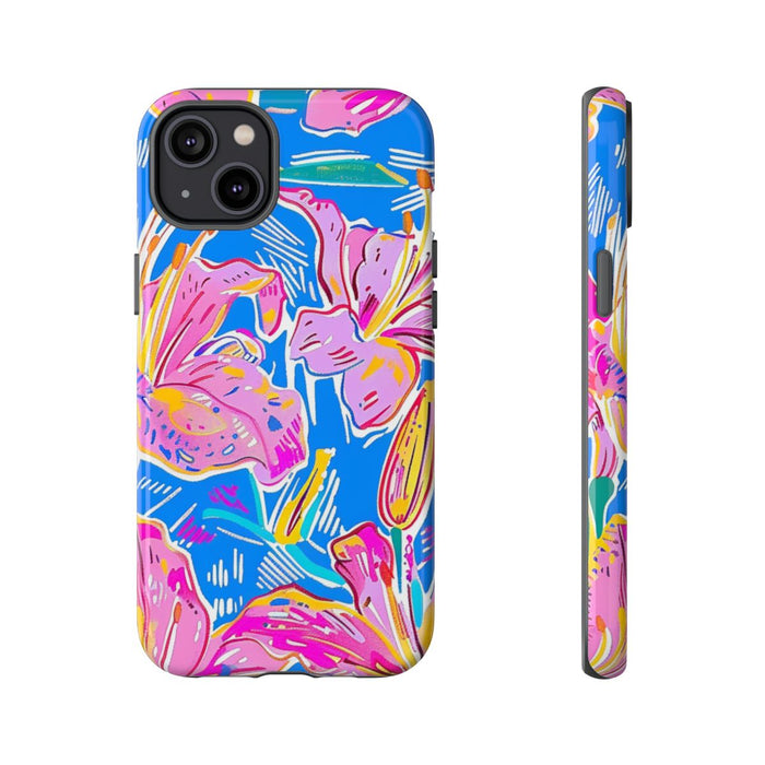 Felroze en Gele Bloemenprint
