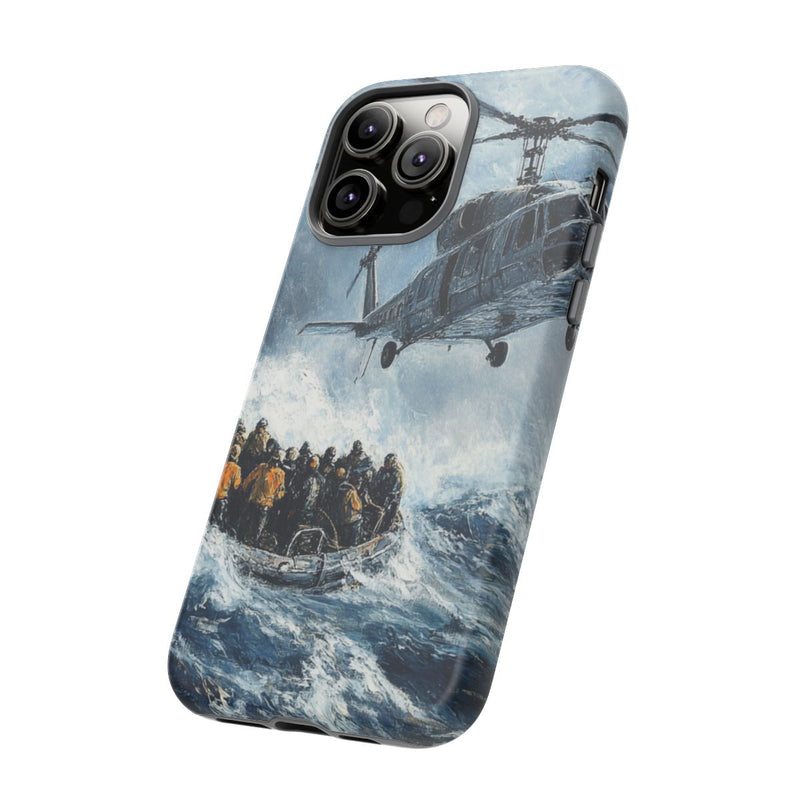 Helikopterredding op Zee in Olieverf