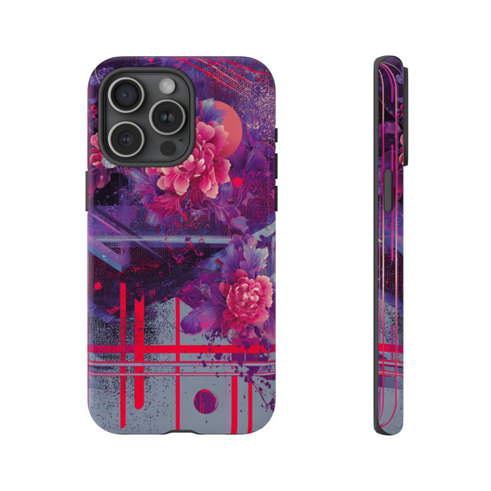 Abstracte Neonbloemen en Geometrie