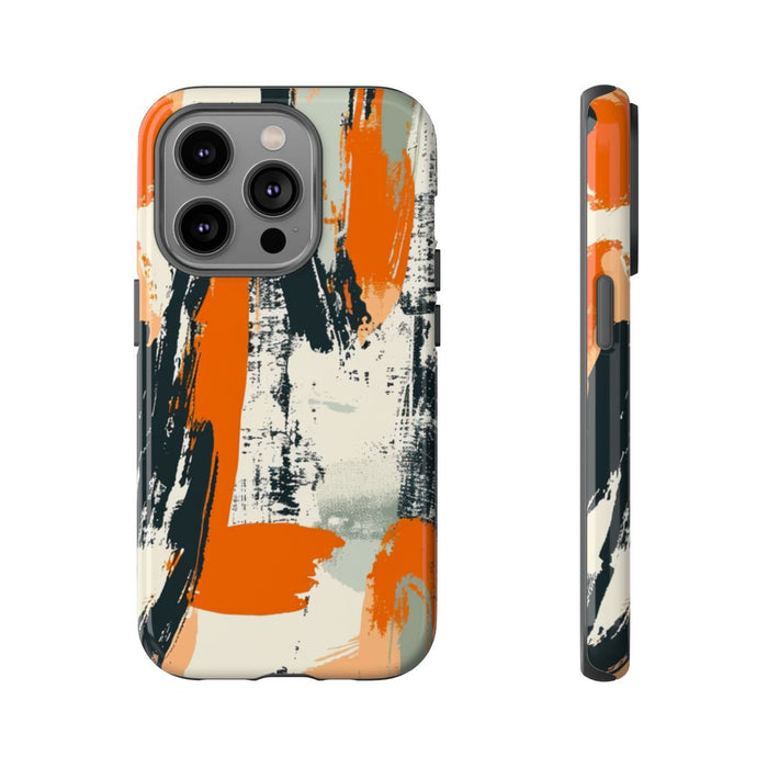 Abstract Oranje-Zwart Penseelstrepenpatroon