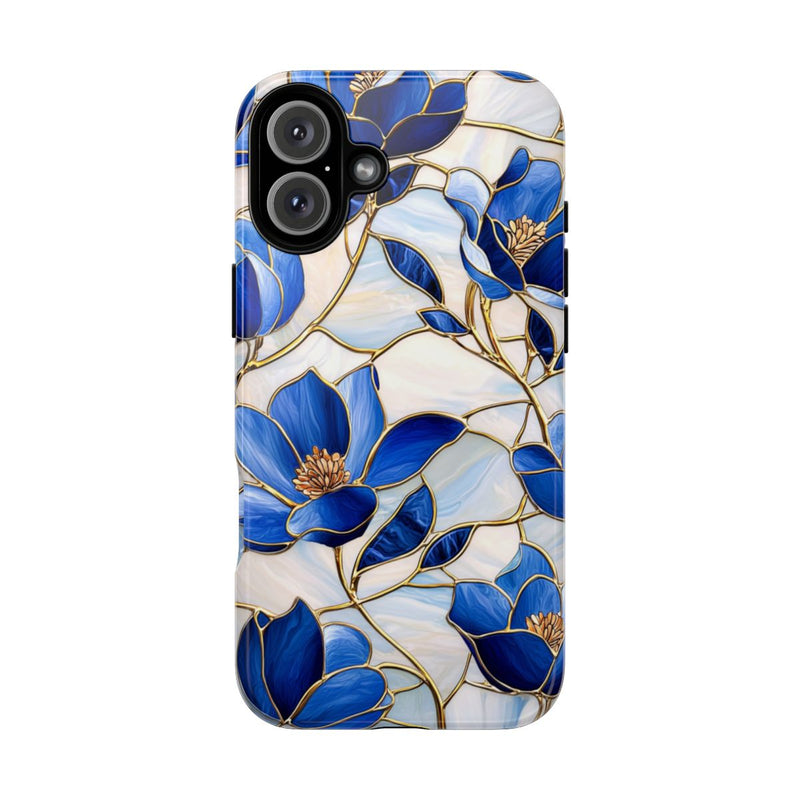 Blauw Gebloemd Glas-in-loodpatroon