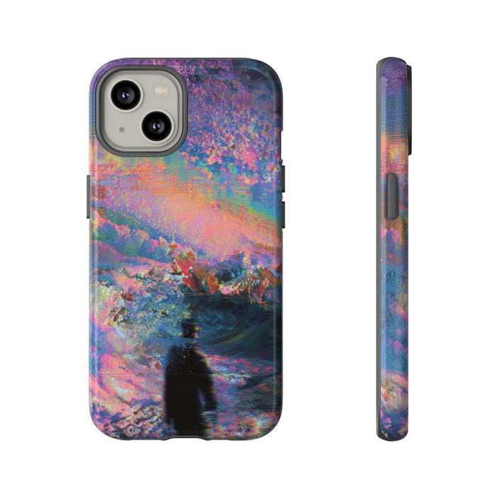 Abstracte Kleurrijke Kosmische Scene met Silhouet