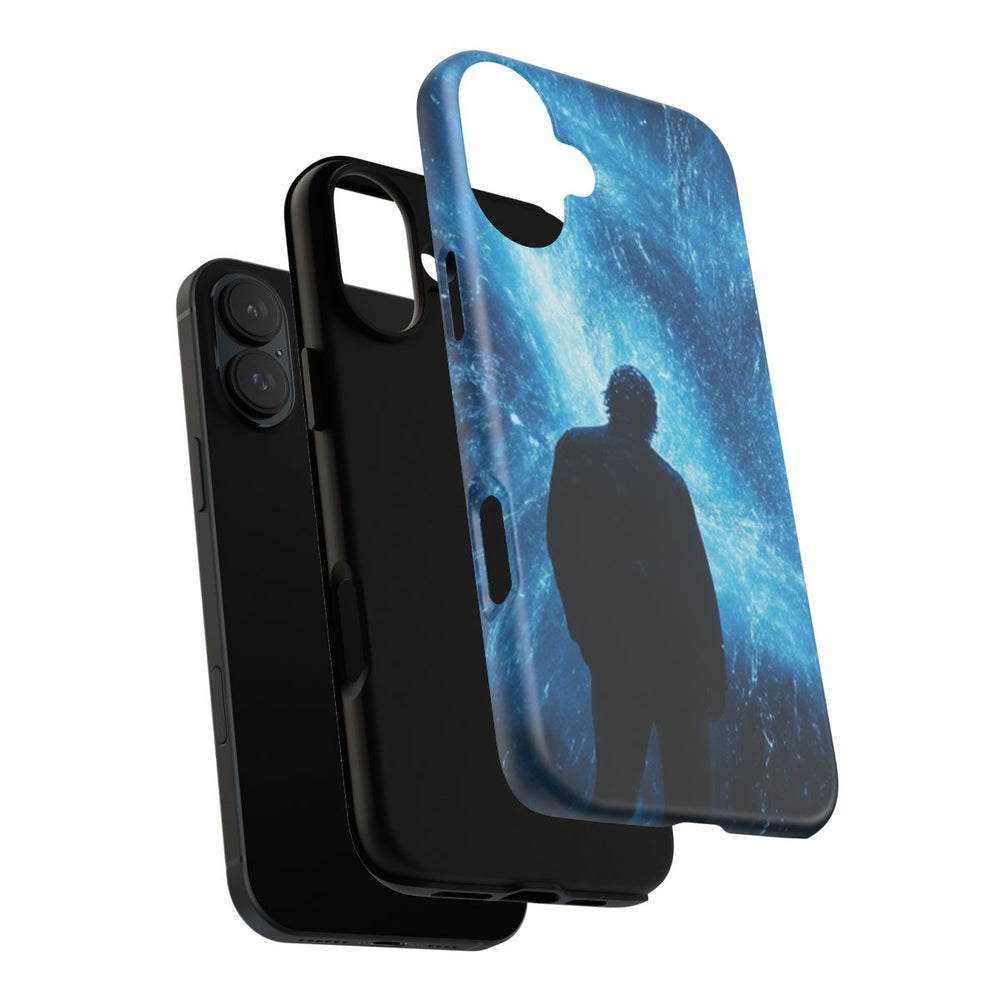 Silhouet met Blauwe Lichtuitbarsting