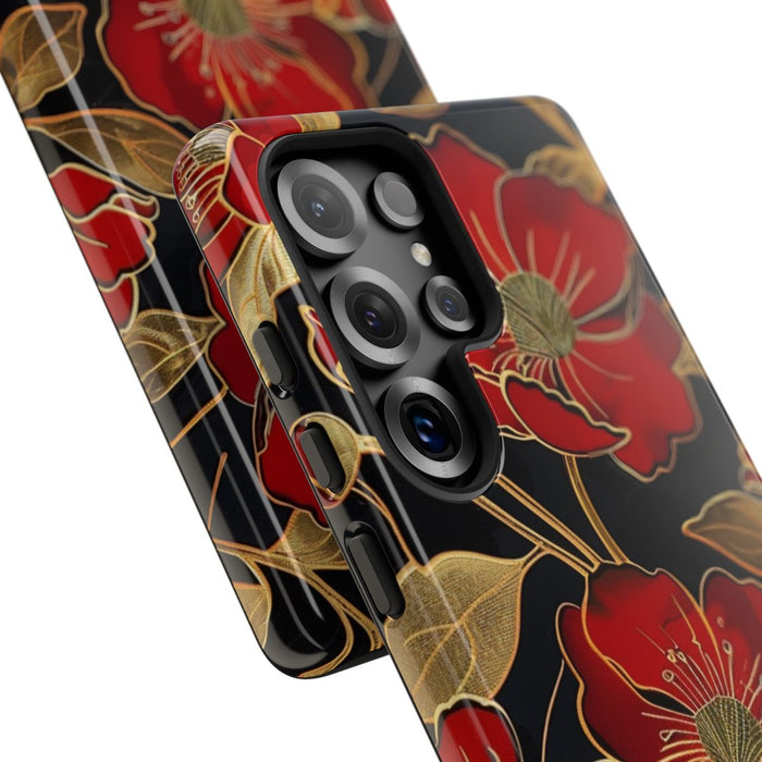 Rood-Gouden Bloemenpatroon