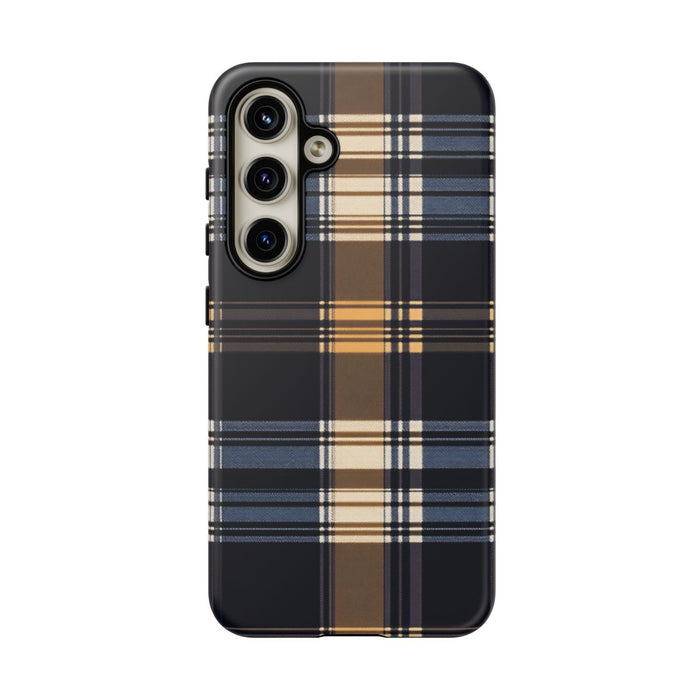 Caramel en Donkerblauw Geruit Patroon