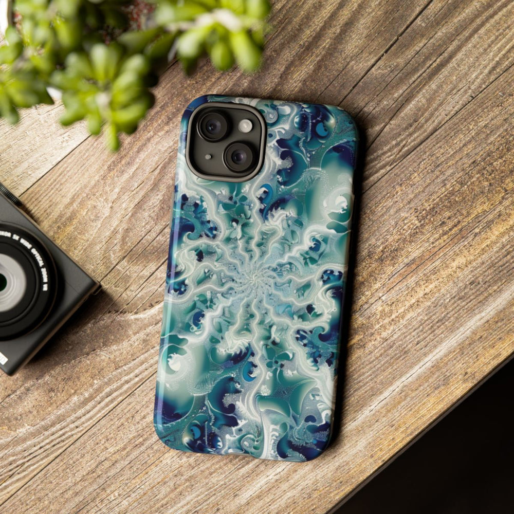 Blauw-Groene Fractalwerveling met Glans