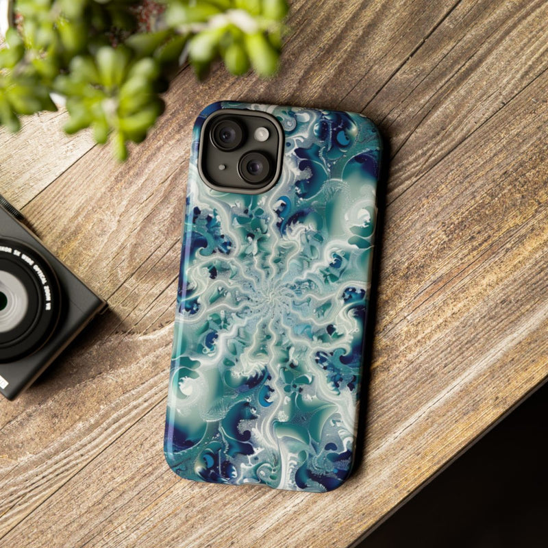 Blauw-Groene Fractalwerveling met Glans