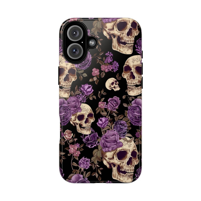 Paarse Rozen en Schedels Patroon