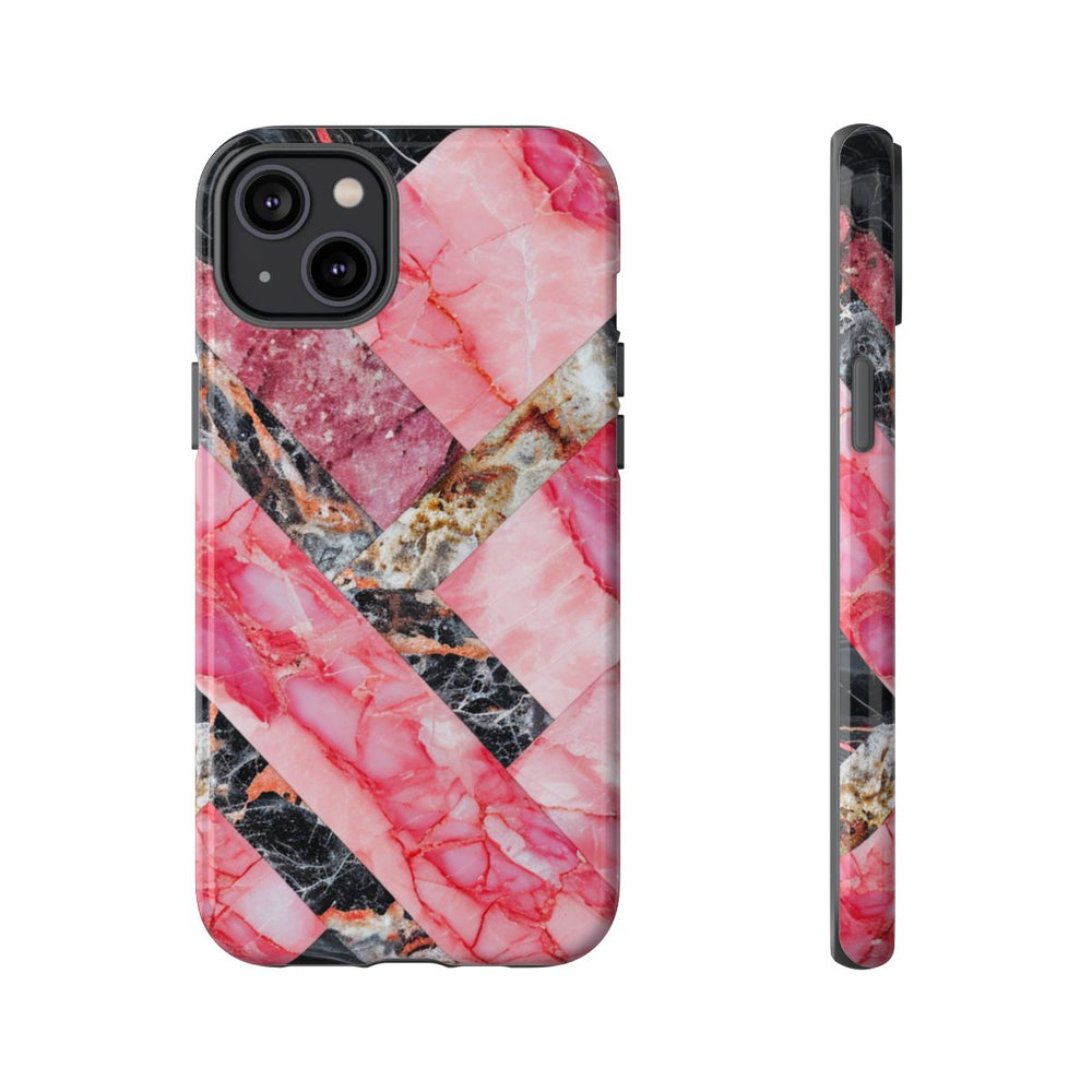 Roze en Zwart Geometrisch Marmerpatroon